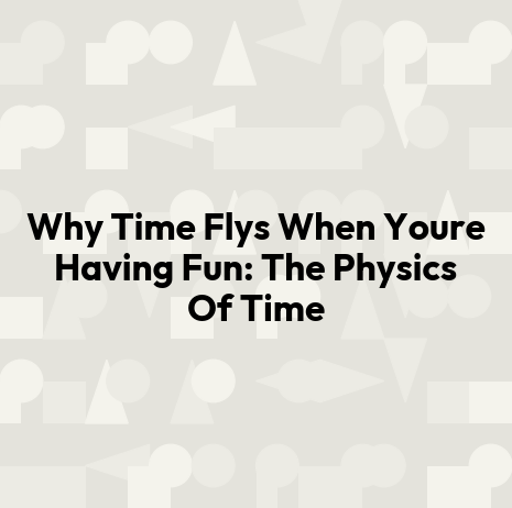 Why Time Flys When Youre Having Fun: The Physics Of Time